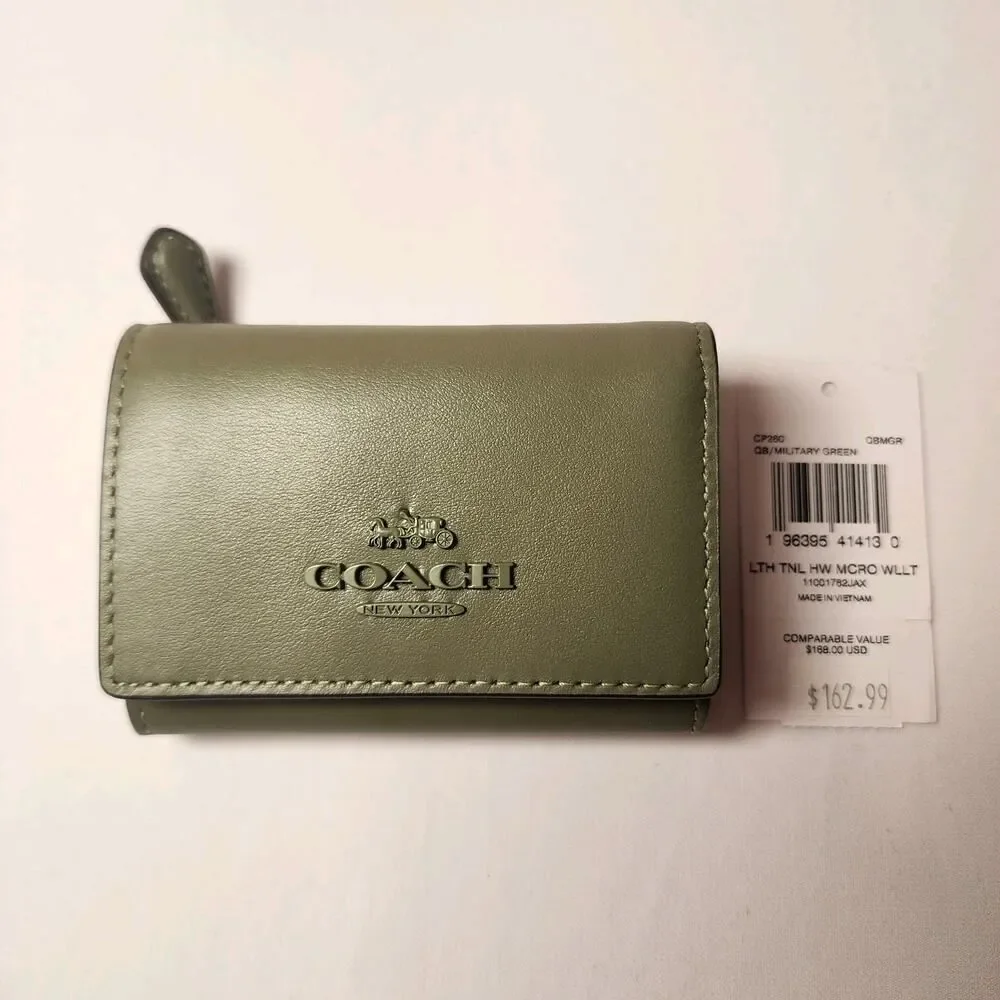 COACH’s LTH TNL HW MCRO WLLT 11001752US25 QB/MILITARY GREEN CP260 QBMGR